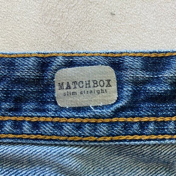 AG "Matchbox" Slim Straight Men's Distressed Destroyed Denim Jeans Size 30 Blue - Picture 4 of 9